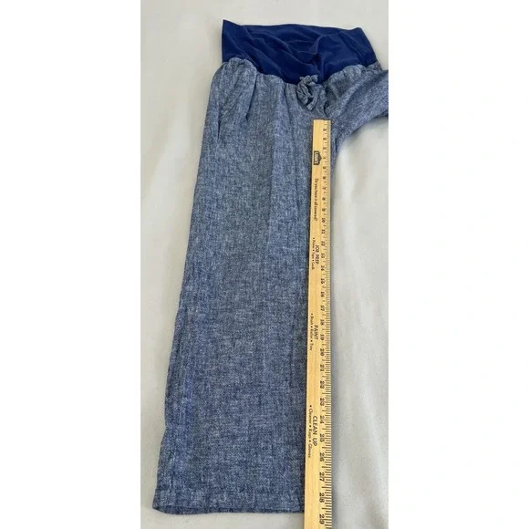 Old Navy Maternity Linen-Blend Blue Waistband Wide Leg Pants Medium - Picture 2 of 9